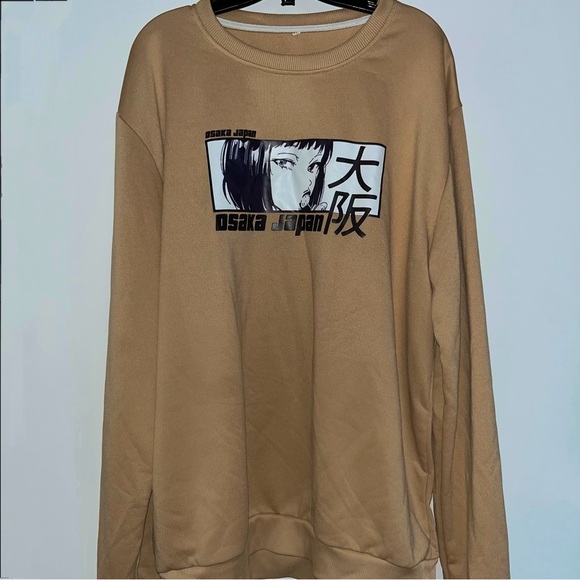 Brown long-sleeved sweater with an anime design - Picture 1 of 2